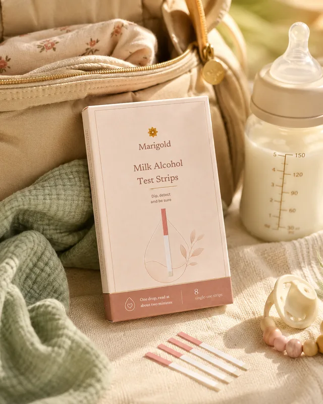 The milk alcohol test strips carton packed in a changing bag